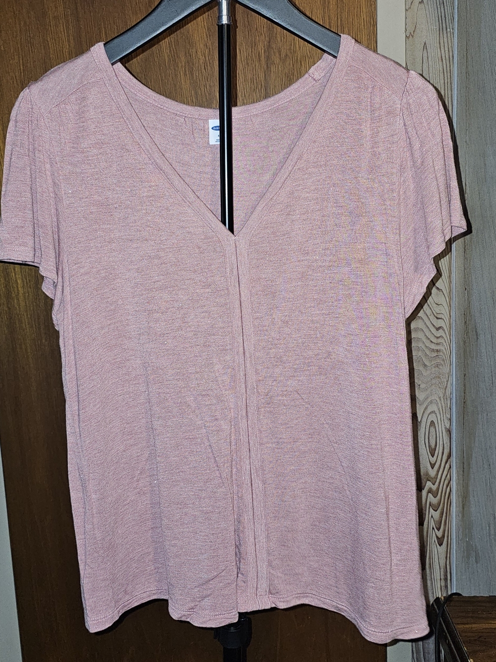 Old Navy Shimmer Pink V-Neck Short Sleeve Flutter Tee